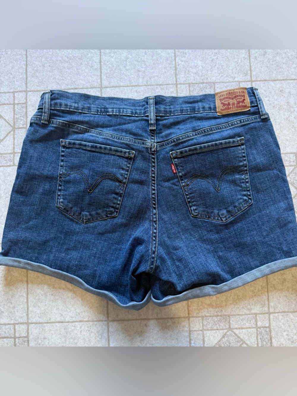 Levi's Dark Blue Denim Shorts - Picture 2 of 3